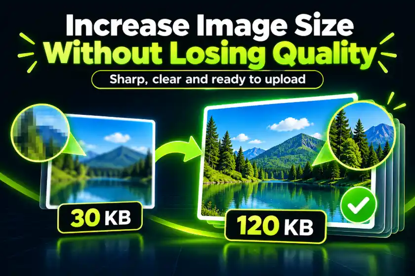Blurry photo on the left becoming a sharp clear photo on the right to show larger image size without losing quality